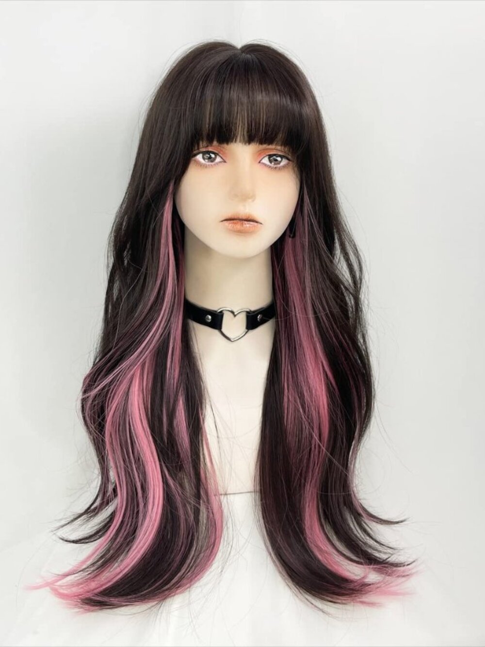 Long Wavy Wig for Women Synthetic Curly Wig with Bangs Fibre Cosplay Wig for